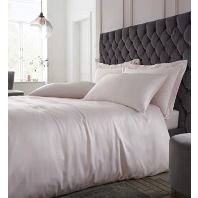 Image of Catherine Lansfield Silky Soft Satin Single Duvet Cover Set with Pillowcase Blush Pink