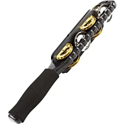 Image of Meinl Percussion Professional Jingle Stick 2 Row Intersecting Planes ABS Plastic, Steel and Brass, Black / Silver Gold (MJS1BK)