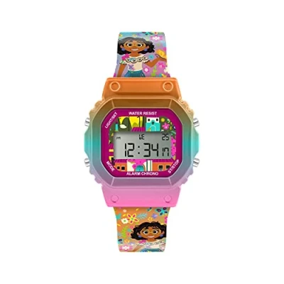 Image of Disney Girl&#039;s Digital Quartz Watch with Silicone Strap ENC4028ARG