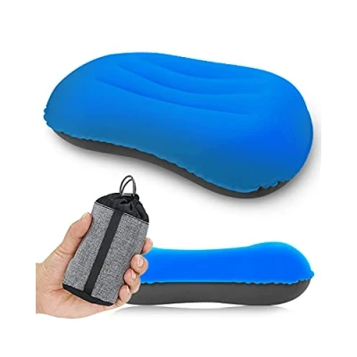 Image of Rantizon Ultralight Camping Pillow, Compressible, Compact, Comfortable, Ergonomic Inflatable Travel Pillow with Storage Bag, for Neck &amp; Lumbar Support Hiking, Camping, Traveling, Deep Blue
