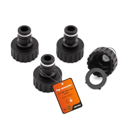 Image of MIVOS 4 x Tap Connector for Taps with 3/4 Inch BSP (26.4 mm) Male Thread Adapter Quick Coupling Garden Hose Made from 90% Recycled Plastic