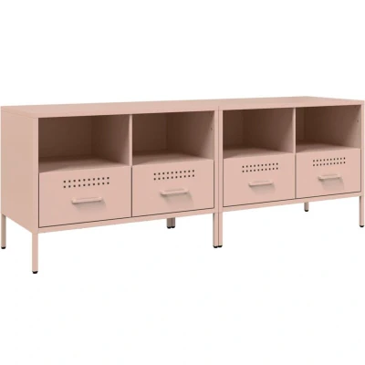 Image of vidaXL TV Cabinets 2 pcs Pink 68x39x50.5 cm Steel