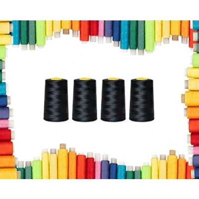 Image of Rohans Overlock Yarn 40/2 (120), 5000 Yards (4570 meters) Sewing thread cones, Machine Multi Colour 100% Polyester material (Black, 4)