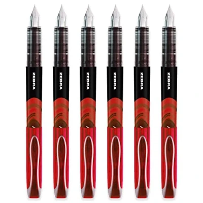 Image of Zebra Fuente Disposable Fountain Pen Red Ink Pack of 6