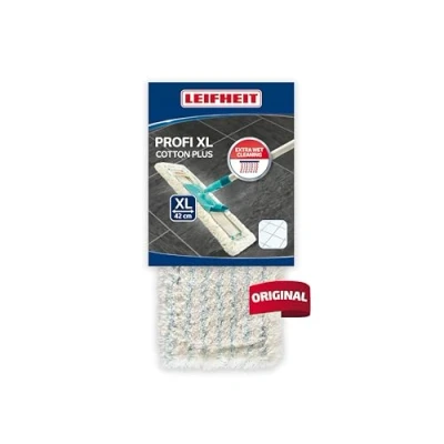 Image of Leifheit Profi XL Mop Replacement Wiper Cover Cotton Plus, Absorbent Fibres for Effectively Cleaning Stone and Tile Floors, Fits all Mops, 42 cm Width