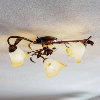 Image of Lucrezia 3 Light Multi Arm Semi Flush Ceiling Lamp, Bronze