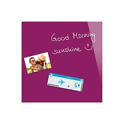 Image of Be!Board B1104 Magnetic Glass Board / PinBoard WhiteBoard Dry Wipe Board, 45 x cm, Berry
