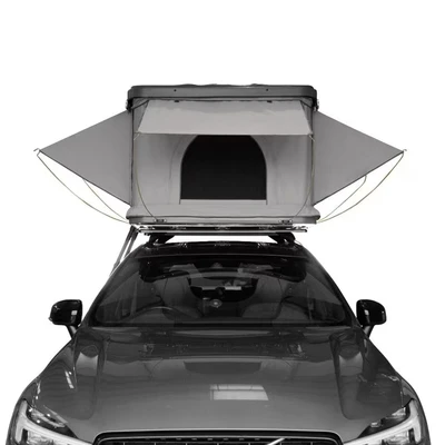 Image of Car Roof Tent Large Hard Shell Box Gas Assisted Pop Up Bunk 2 3 Person 3000mm Waterproof Camping Telescopic Ladder 5.5cm Fitted Mattress Boot Bags Anti Condensation FREE Storage Net &amp; Solar Torch