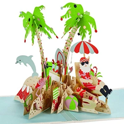 Image of Hallmark Signature Paper Wonder Pop Up Christmas Card (Tropical Santa)