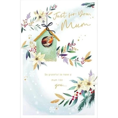 Image of UK Greetings Christmas Card for Mum Robin &amp; Nest Design