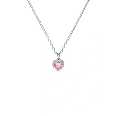 Image of Ted Baker Hannela Crystal Heart Pendant Necklace For Women (Silver/Pink Crystal)