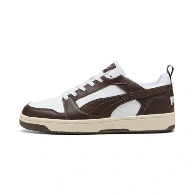 Image of Puma Rebound V6 Unisex Trainers, Size: 13, White/chocolate/alpine snow High quality imitation leather