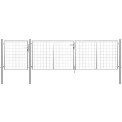 Image of vidaXL Garden Gate Steel 400x75 cm Silver
