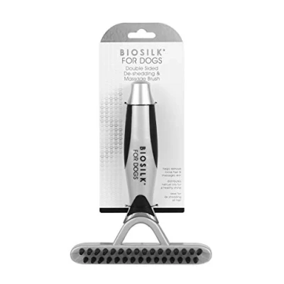 Image of BioSilk for Dogs Dual Sided De shedding Blade &amp; Massage Brush, white
