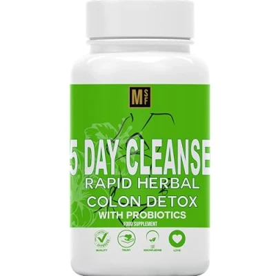 Image of 5 Day Rapid Colon Detox &amp; Cleanse Vegan Capsules Natural Laxative with Probiotic Constipation Bloating Gut Relief Easy to Swallow