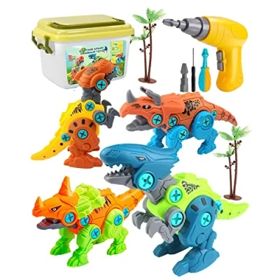 Image of E SMARTER Take Apart Dinosaur Toys For Boys Girls, with Storage Box &amp; Electric Drill, DIY Construction Build Set Toy, Gifts Kids Girls Age 3 4 5 6 7 8 9 Year Old