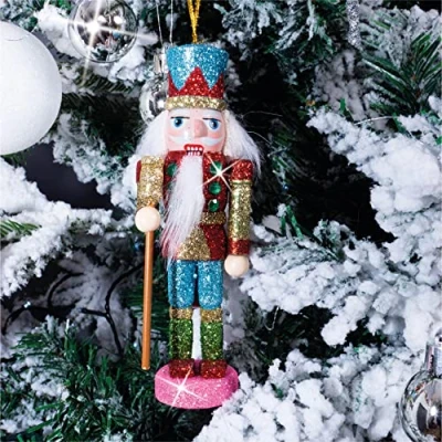 Image of St Helens Home &amp; Garden Nutcracker Christmas tree Decoration with hanger 13cm Height Add a touch of class to your (Blue Hat)