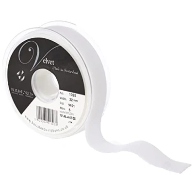 Image of Berisfords Velvet Ribbon, White, 10.2 x 3 cm