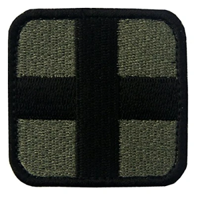 Image of Tactical Patch Medic Cross Embroidered Army Morale Badge ACU Applique Fastener Hook &amp; Loop Emblem Olive Black