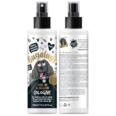 Image of BUGALUGS dog perfume 250ml cologne with Distinctive Fragrance spray is a deodoriser spray. deodorant