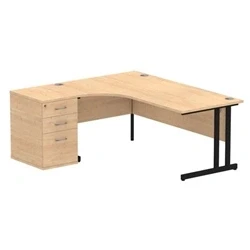 Image of Impulse 1800 LH Crescent Desk Maple Black Cantilever 600 High Ped