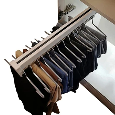 Image of Extendable Closet Rod Pull Out Clothes Hanger Rail Adjustable Wardrobe Clothing (Size : 400mm)