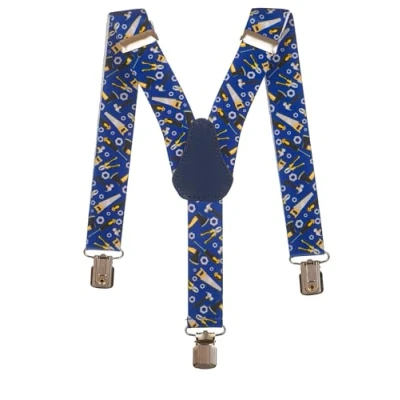 Image of Olata Children’s Elasticated Design Y Shape Braces/Suspenders (1 5 Years) 2.5cm. Tools (Blue)