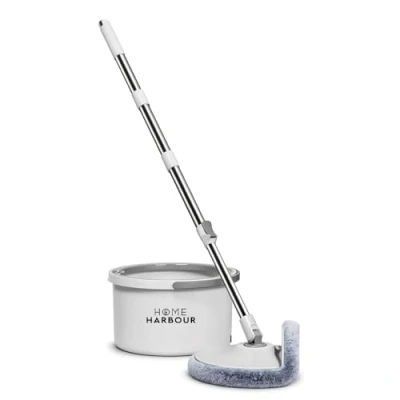 Image of Home Harbour HH1 Spin Mop and Bucket Set 2 in 1 360 Quick Spinning Clean Dirty Water Separation Wringing System Rotating Suitable for All Flooring With Handle Microfibre Velcro Head Litre