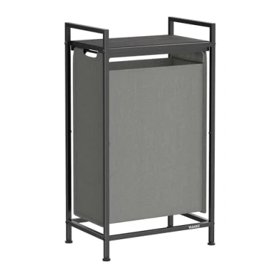 Image of VASAGLE Laundry Basket, Hamper, Pull Out and Removable Bag, Sorter, Shelf, Metal Frame, 47 L, 42 x 28 75 cm, Slate Grey Charcoal BLH001G01