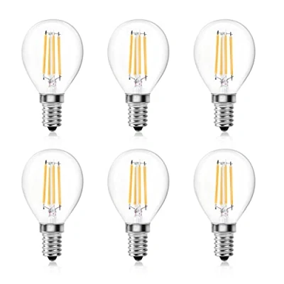 Image of Bonlux Dimmable E14 Bulb LED 4W SES Golf Ball Filament Warm White 2700K, P45 G45 Mini Globe Small Edison Screw Light Bulb, 40W Equivalent, Vintage Clear Glass Round (6 Pack)