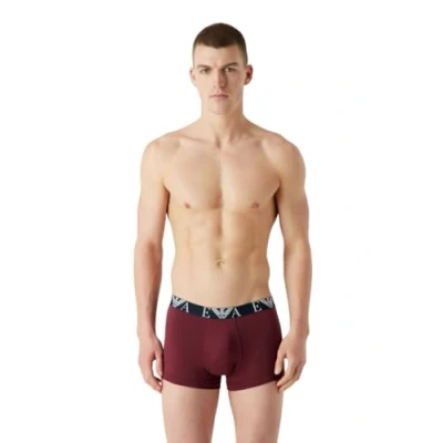 Image of Emporio Armani Men&#039;s 3 Pack Bold Monogram Trunk, White/Marine/Burgundy, S (Pack of 3)