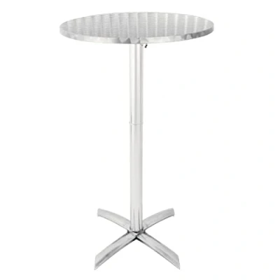 Image of Bolero Flip Top Poseur Table Stainless Steel Classic Pattern with Lightweight Aluminium Base &amp; Resistance to Corosion 1050mmx600mm