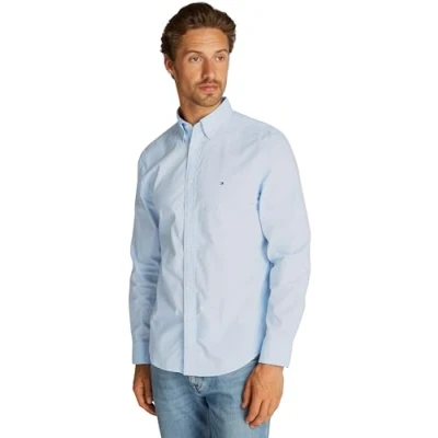 Image of Tommy Hilfiger Men’s Flex Poplin Polka Dot Regular Fit Shirt, Blue (Sweet Blue/White Dot), 3XL