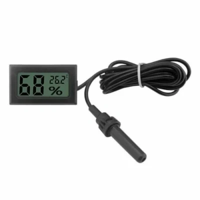 Image of Fasizi 2 in 1 Digital LCD Embedded Thermometer Hygrometer with External for Reptile Incubator Aquarium Poultry Black