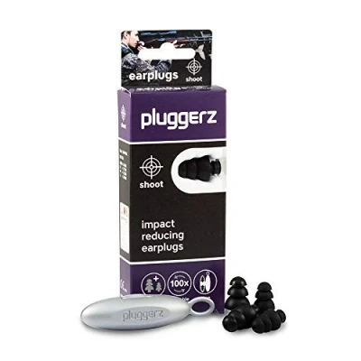 Image of Pluggerz Earplugs Shoot 2 Pairs (S/M M/L) Reusable Soft &amp; Comfortable Filtered 26 dB Shooting Sports Hunting Fireworks Prevents Ear Pain/Damage