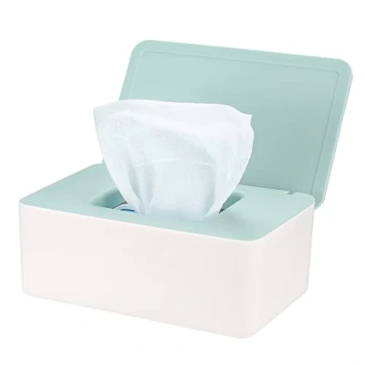 Image of Wet Wipes Storage Box, Dispenser Holder Case Boxes, Toilet Tissue Paper Napkin Container Box with Lid for Home Office Desk Green