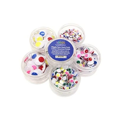 Image of Bright Ideas Wiggle Kids Arts and Crafts, Plastic Googly Eyes for Decoration, DIY Scrapbooking Toy Accessories, 5 Mixed Sizes, Caddy Stack of 560 Pieces Assorted Colours, PK560
