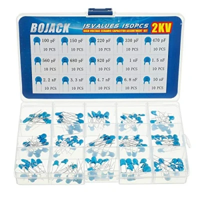 Image of BOJACK 15 Values 150 Pcs 2KV / 100pF to 10nF High Voltage DIP Ceramic Capacitor Assortment Kit