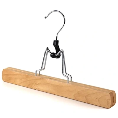 Image of The Hanger Store 30 Wooden clamp coat hangers with felt lining for trousers