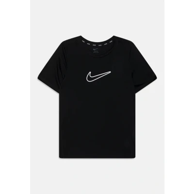 Image of NIKE Girl&#039;s One Fitted T Shirt, Black/White, 10 12 Years