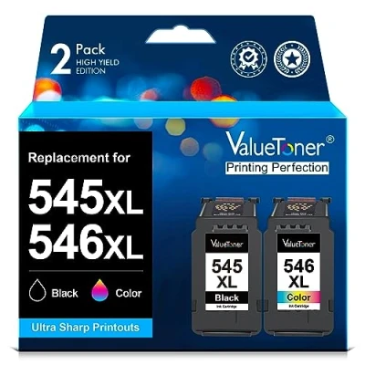Image of PG 545XL CL 546XL High Yield Cartridges Compatible for Canon PIXMA iP2850 MG2400 MG2450 MG2455 MG2500 MG2550 MG2900 MG2920 MG2950 MG3050 (Black Color, 2 Pack)