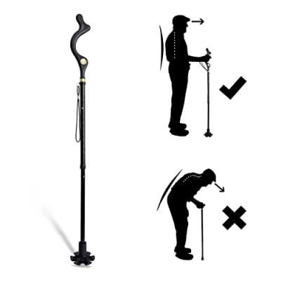 Image of Yinghesheng Folding Walking Stick Elderly Crutches Posture Cane Sticks for Men Women Portable Safety Lightweight Adjustable Height Self Stand 360 Deg Traction Non Slip Crutch