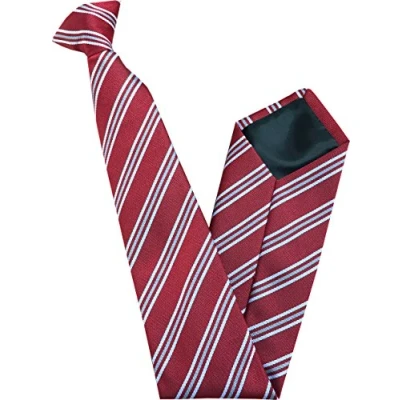 Image of Men&#039;s Striped Clip On Tie (Red, Silver &amp; White Stripe)