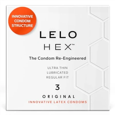 Image of LELO HEX Original Ultra Thin Condoms with Increased Strength, Male Condom, Lubricated for Men, 2.12 Inch/54 mm Diameter (3 Pack)