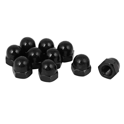 Image of Sourcingmap Acorn Hex Cap Nuts 10Pcs M12 Dome Carbide Steel Hexagon Decorative Nut for Screws Bolts Black