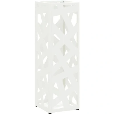 Image of vidaXL Umbrella Stand White Metal Standard Rectangular