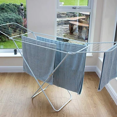 Image of AQS INTERNATIONAL 18m Folding Winged Clothes Horse Airer, Drying Space Saver, Laundry Dryer Rack Dry Indoor Outdoor Airer
