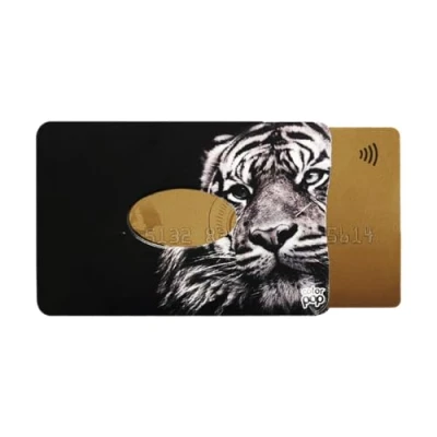 Image of Color Pop Rigid Card Holder (1) Anti RFID Made in France PVC Credit Protection 6 x 9.2 cm, Tiger, 9,1 0,4 Contemporary