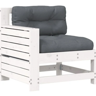 Image of vidaXL Garden Armrest Sofa with Cushion White Solid Wood Pine