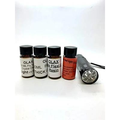 Image of 40ml Light, Thick, Flexible, Ruby Red Fly Tying UV Glue, Resin, 9 LED Torch